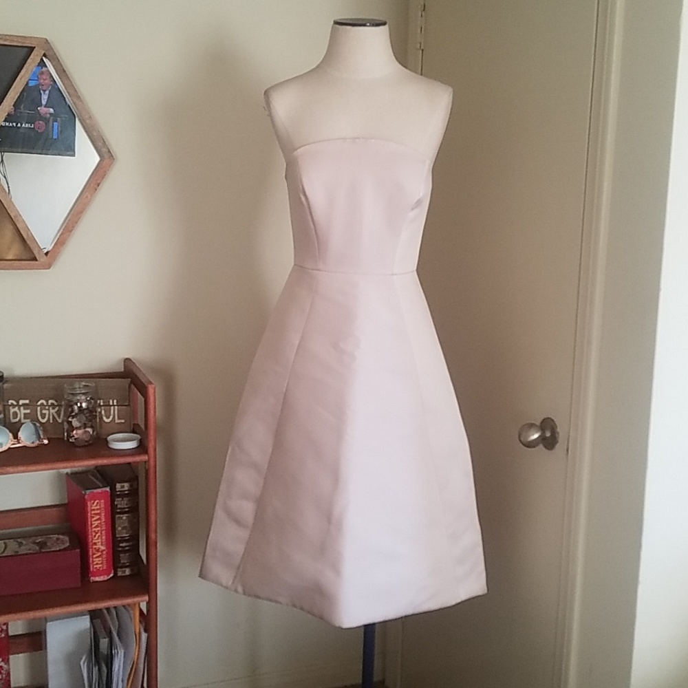 Halston Heritage Strapless Satin Faille Buff Dress